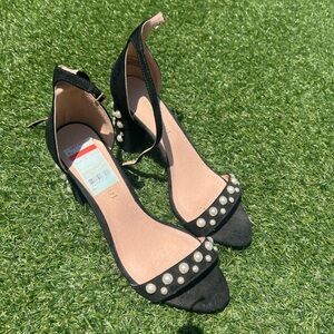 Madden Girl Black Heeled Sandals with Studded Design
